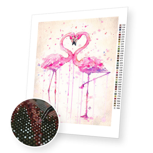 Flamingo Love premium diamond painting kit for adults