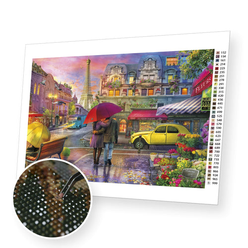 Parisian couple premium diamond painting kit for adults