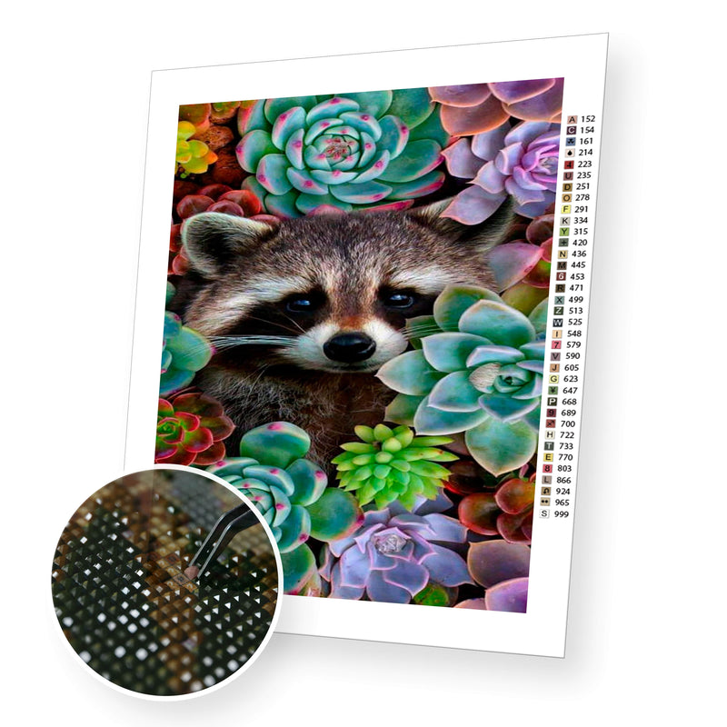 Raccoon premium diamond painting kit for adults