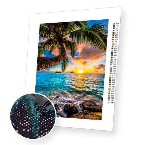 Sunrise by the Sea premium diamond painting kit for adults