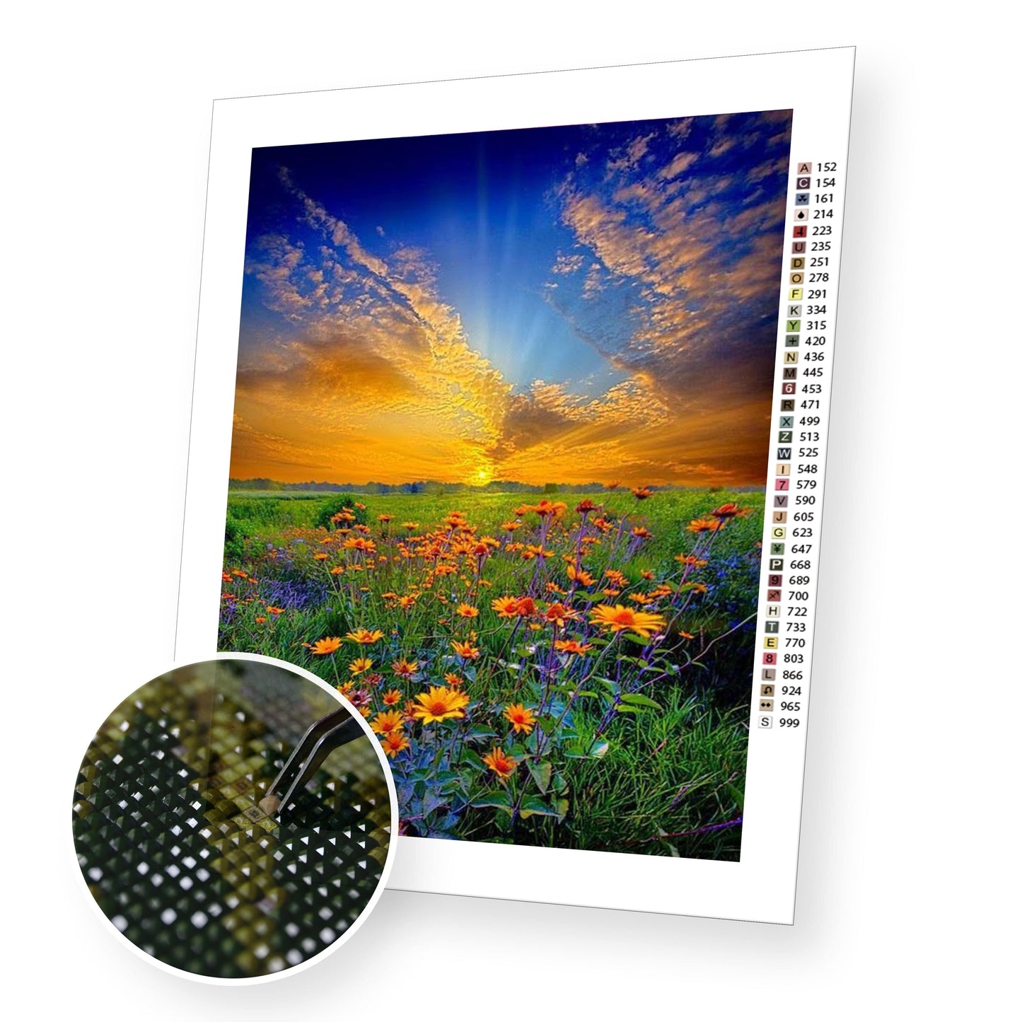 Sunset over the meadow premium diamond painting kit for adults