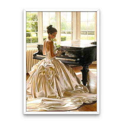 Mulher, tocando, piano