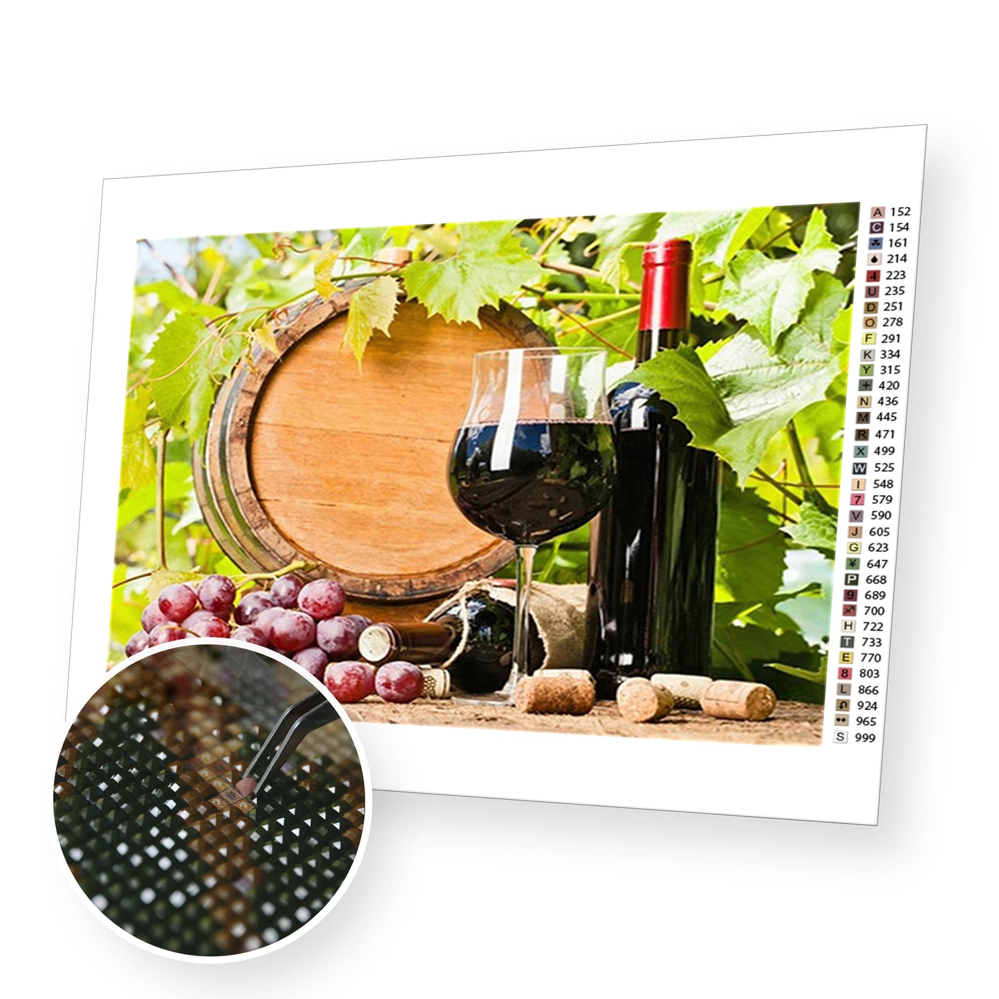 Wine In A Barrel premium diamond painting kit for adults